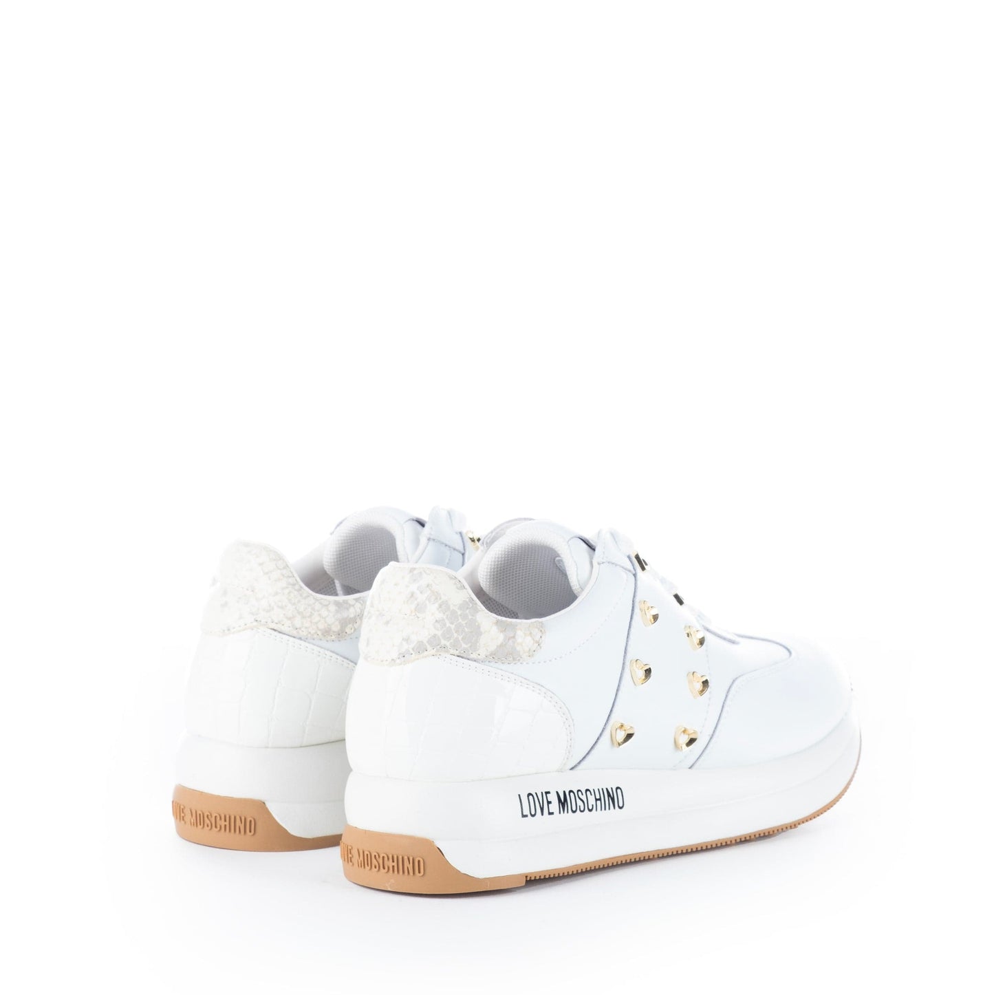 Ténis Mulher Love Moschino Brancos com detalhes Dourados