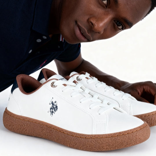 Ténis Homem Us Polo Branco com Detalhes Castanhos