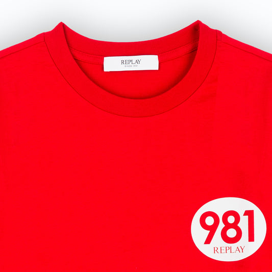 T-Shirt Homem Replay Vermelha com Estampa 981