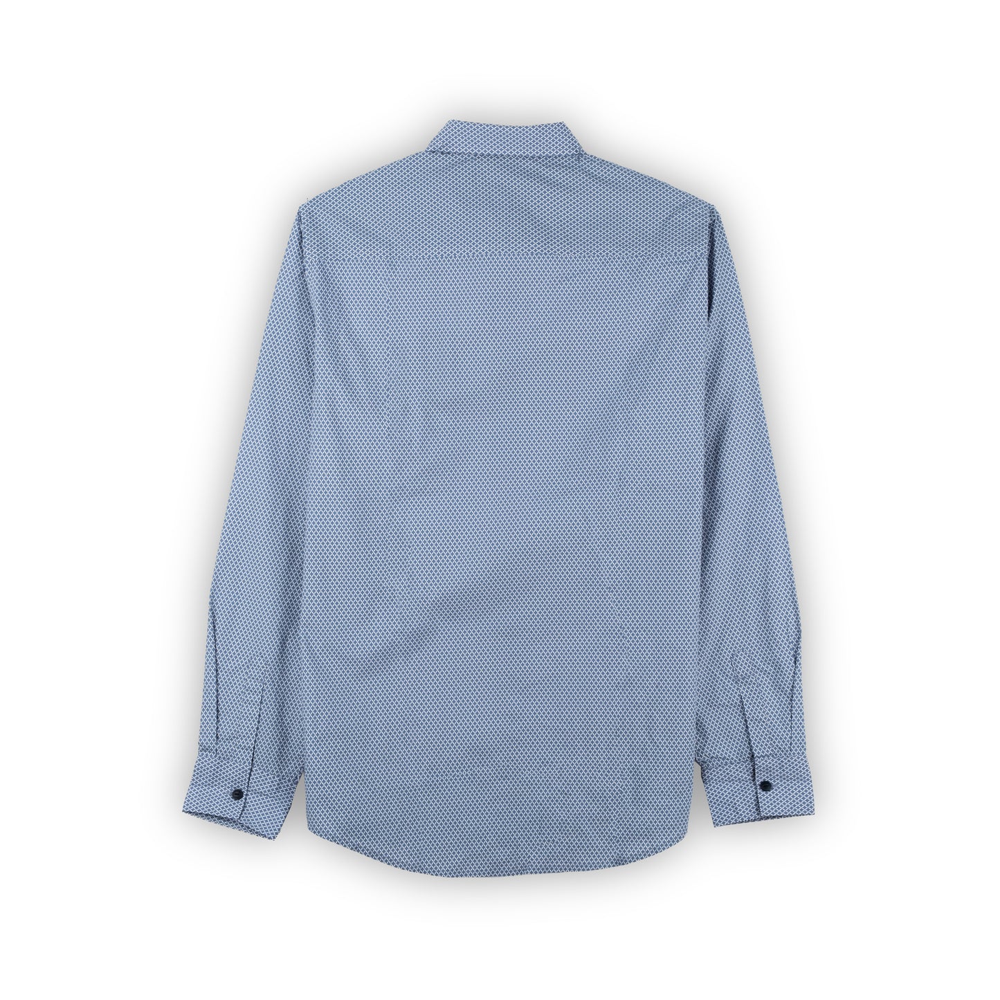 Camisa Homem Replay Azul com Padrão Geométrico, Detalhe no Bolso Frontal