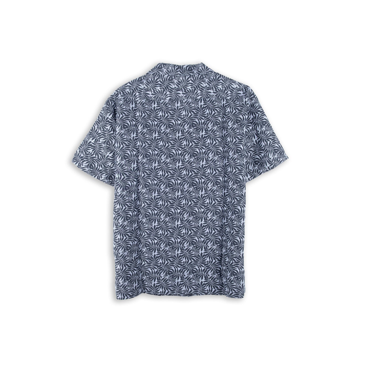 Camisa Homem Replay Azul Escuro com Padrão Tropical e Manga Curta