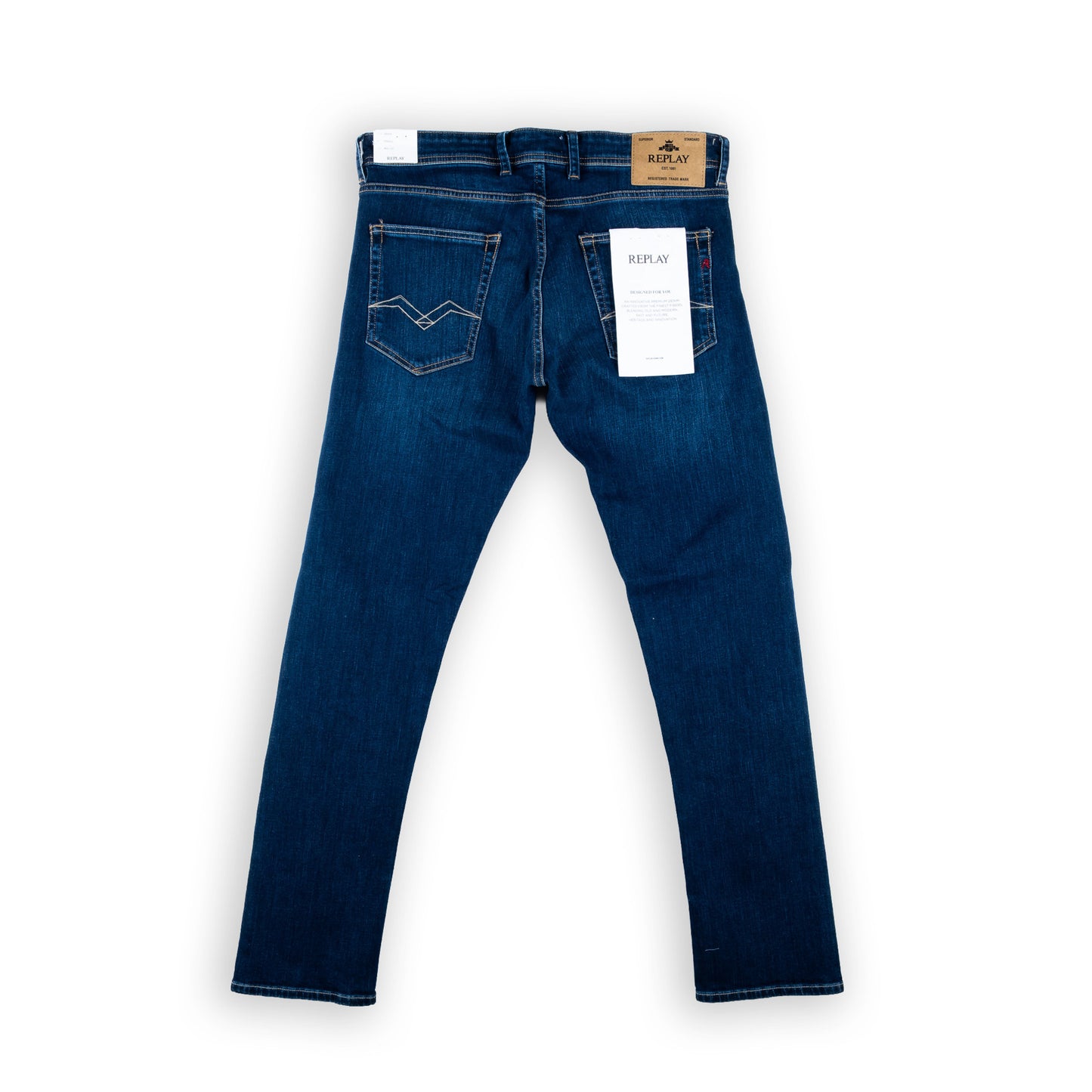 Calças de Ganga Homem Replay Azuis com Lavagem Desbotada