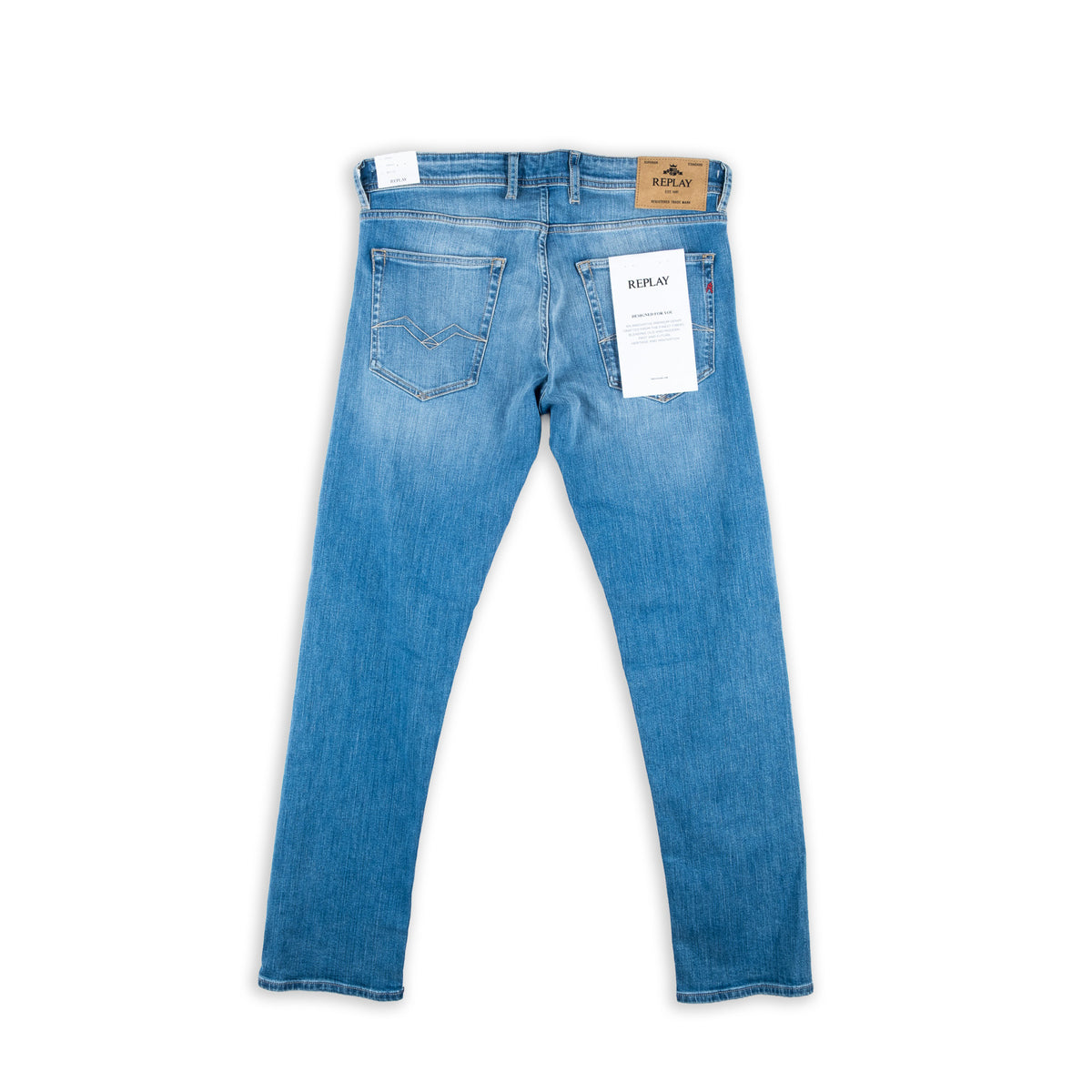 Calças de Ganga Homem Replay Azul-Claro com Lavagem Desbotada