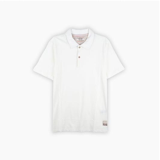 Polo Homem Yes Zee Branco com Botões Contrastantes