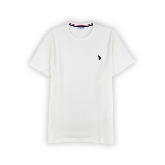 T-Shirt Homem US Polo Branca com Logo Bordado