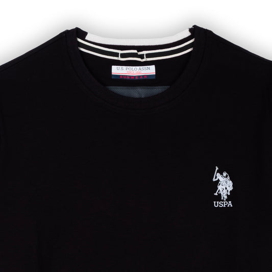 T-Shirt Homem US Polo Preta com Logo Discreto