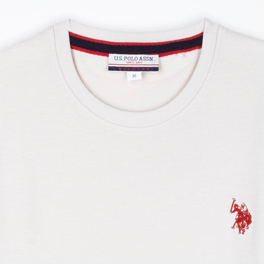 T-Shirt Homem Us Polo Branca com Logo Bordado