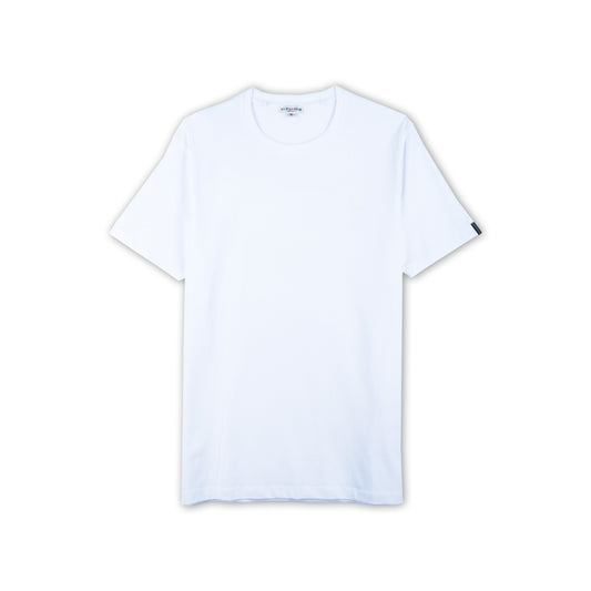 T-shirt Homem US Polo Branca Minimalista com Gola Redonda