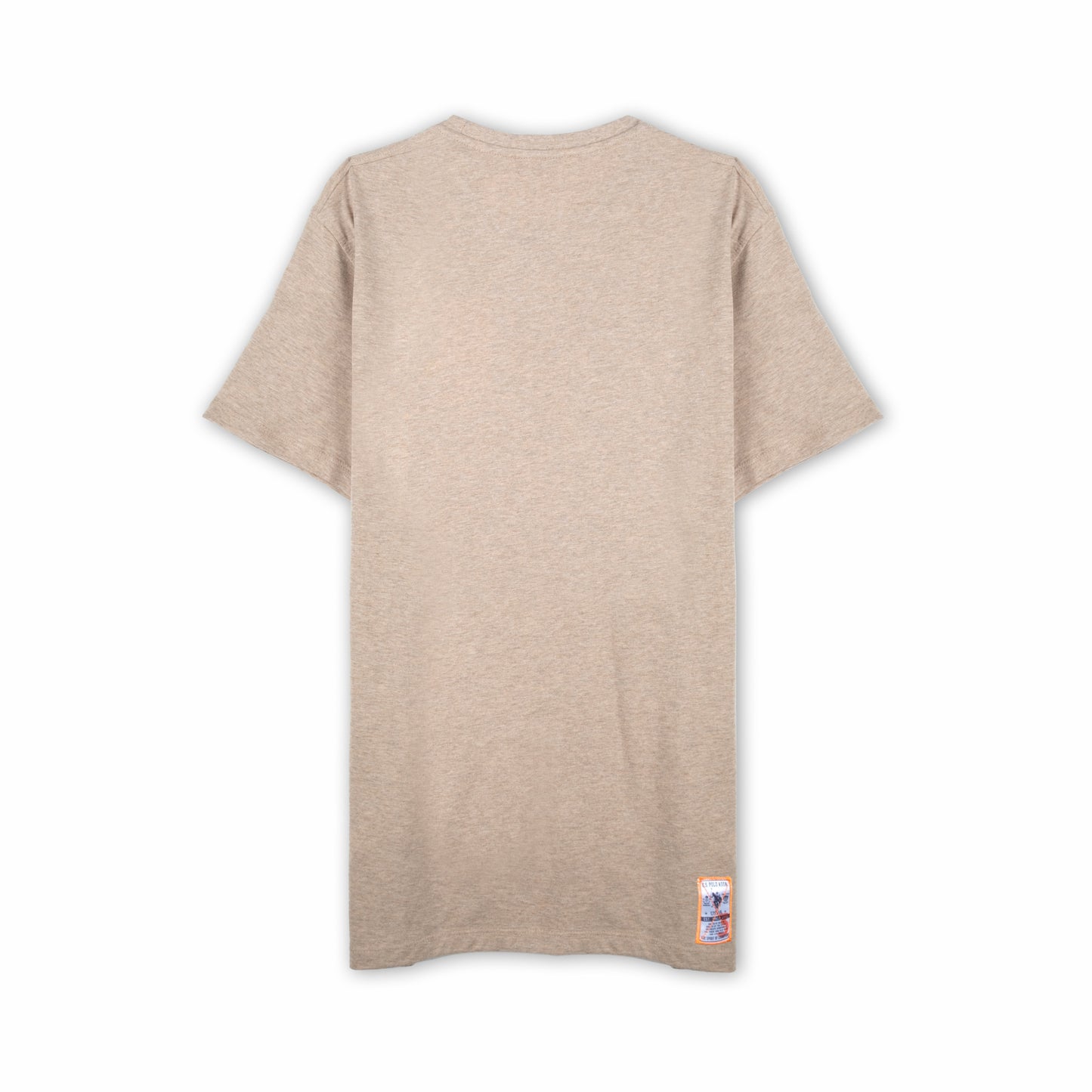 T-shirt Homem US Polo Bege com Logo Frontal em Contraste e Texto Gráfico