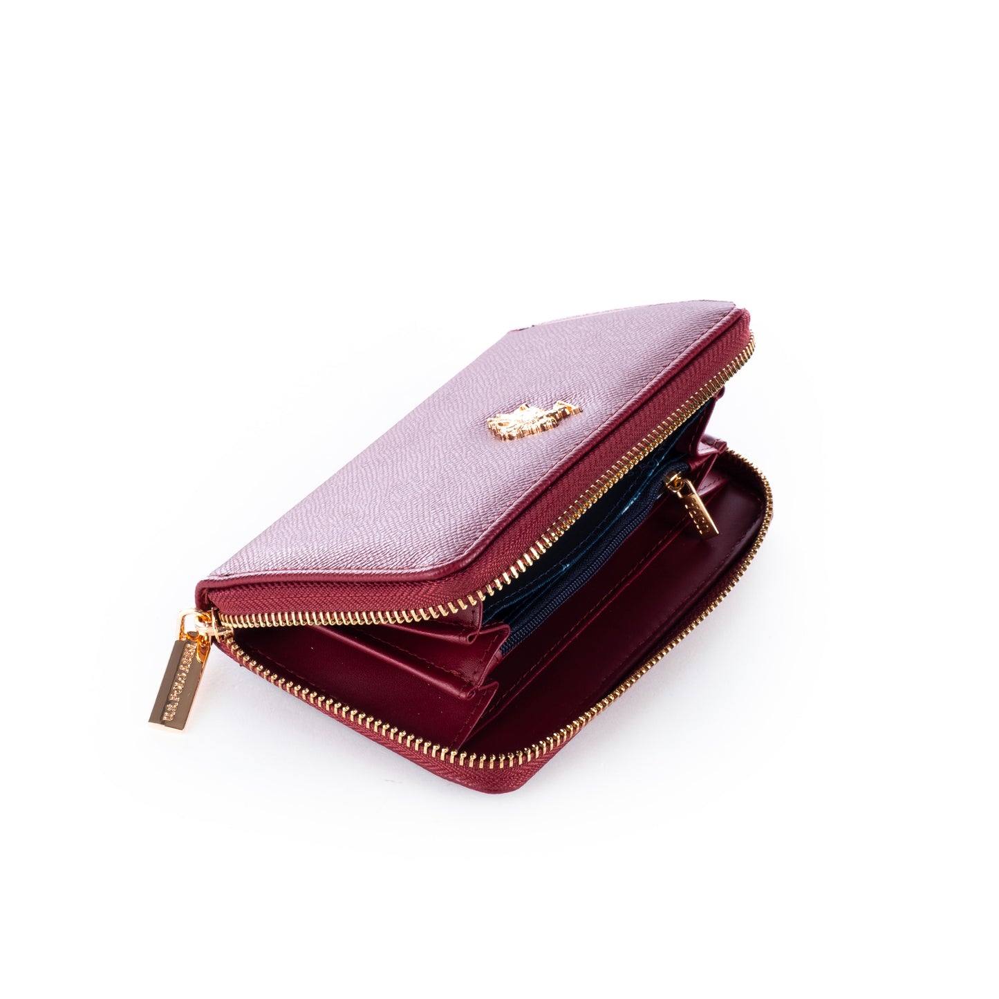 Porta Moedas Mulher US Polo, Cor Vinho, Detalhes em Dourado
