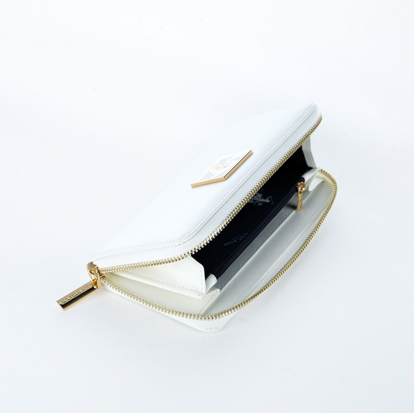 Carteira Mulher U.S. Polo Assn. Branca com Fecho Integral e Logótipo Metálico Dourado