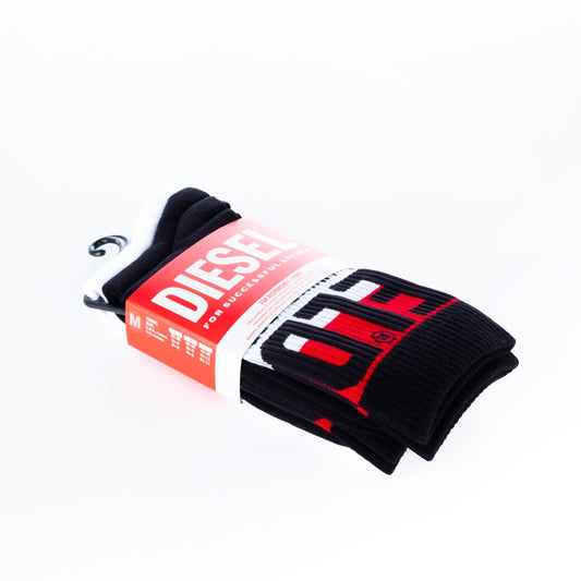 Meias Homem Diesel Pretas com Logótipo Vermelho
