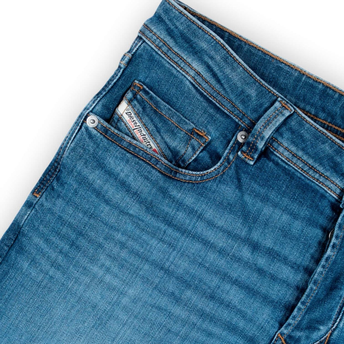 Calças Jeans Homem Diesel Azul Médio Slim Fit com Efeito Desgastado