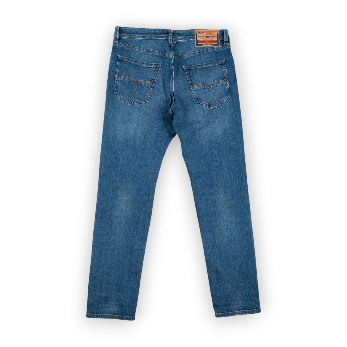 Calças Jeans Homem Diesel Azul Médio Slim Fit com Efeito Desgastado