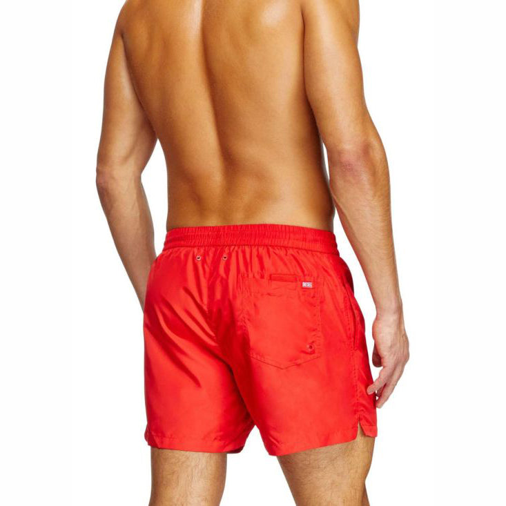 Calções de Banho Homem Diesel Vermelhos com Logo Lateral e Cintura Elástica