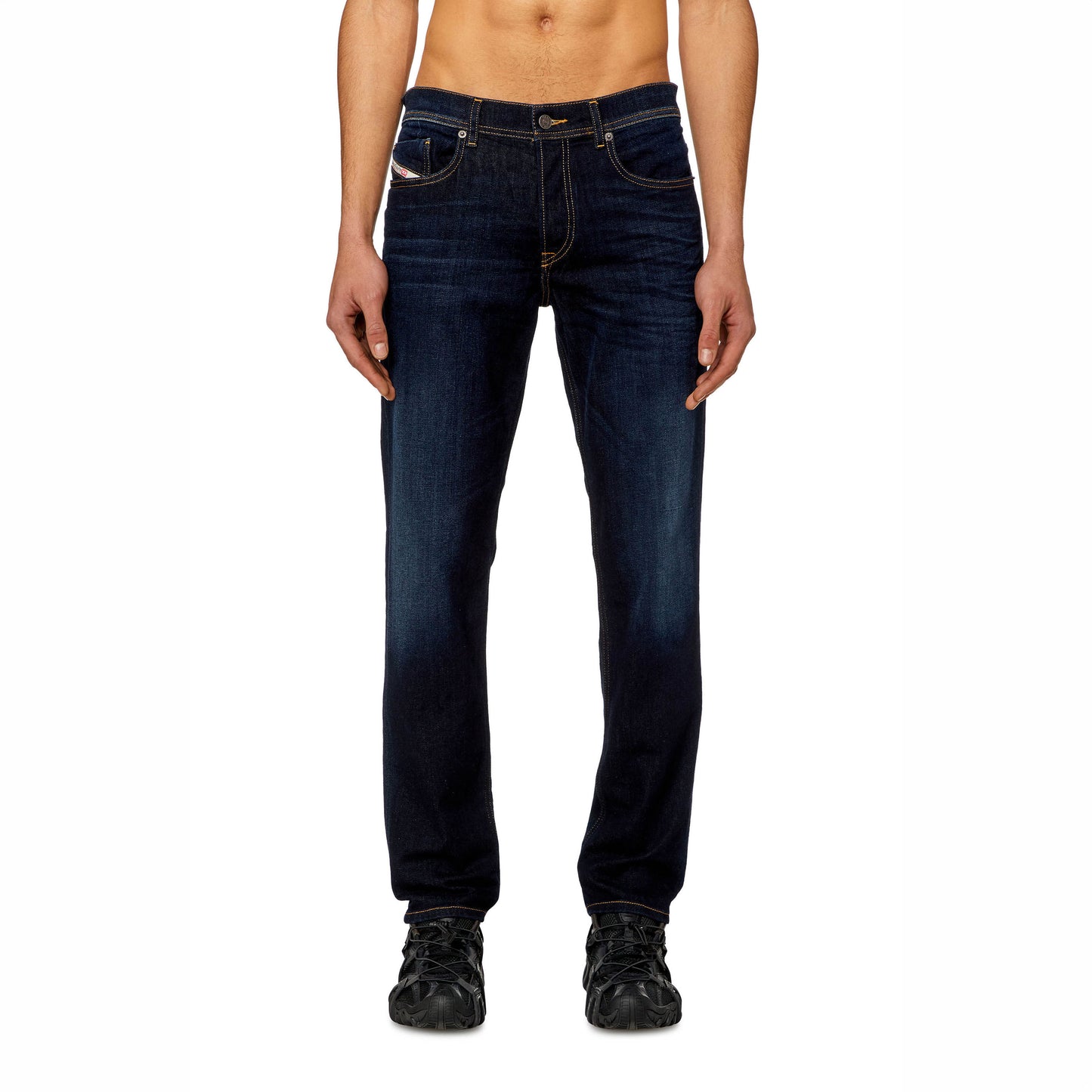 Calças Jeans Homem Diesel Azul Escuro Slim Fit com Lavagem Desgastada