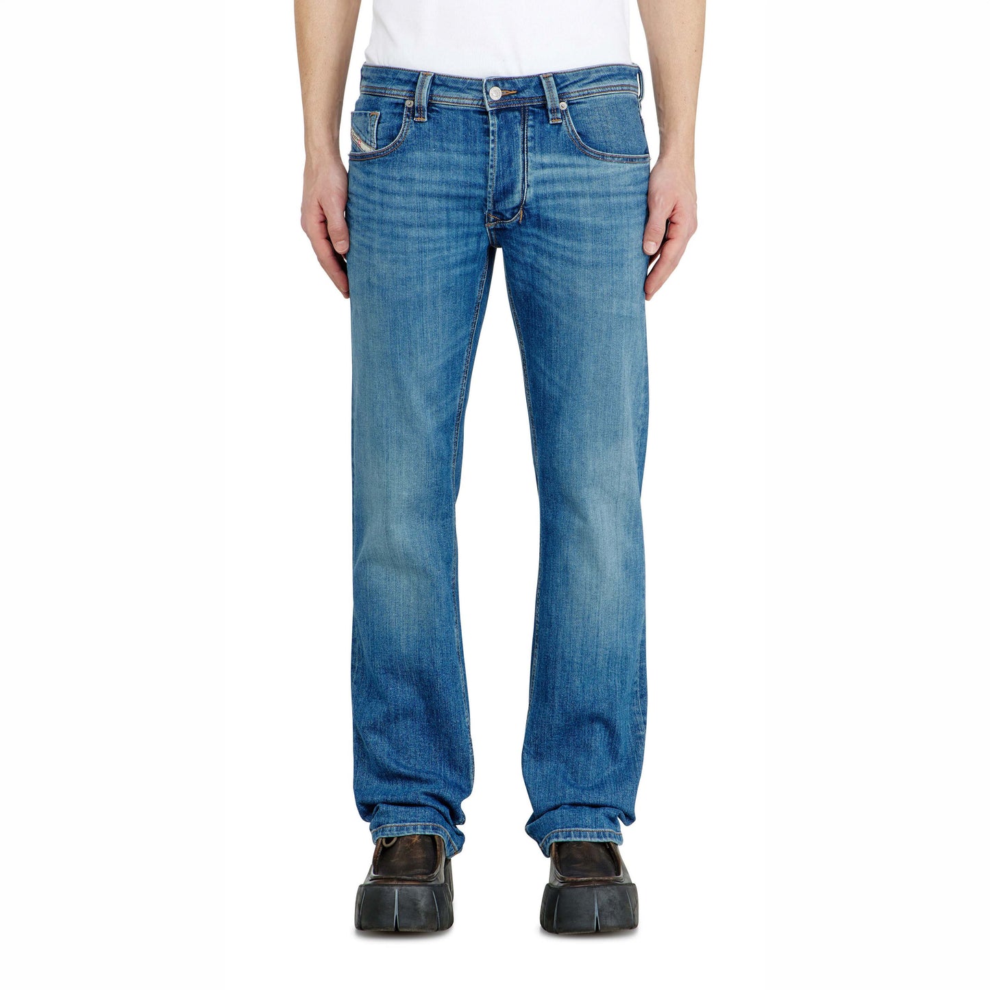 Calças Jeans Homem Diesel Azul Médio Slim Fit com Efeito Lavado