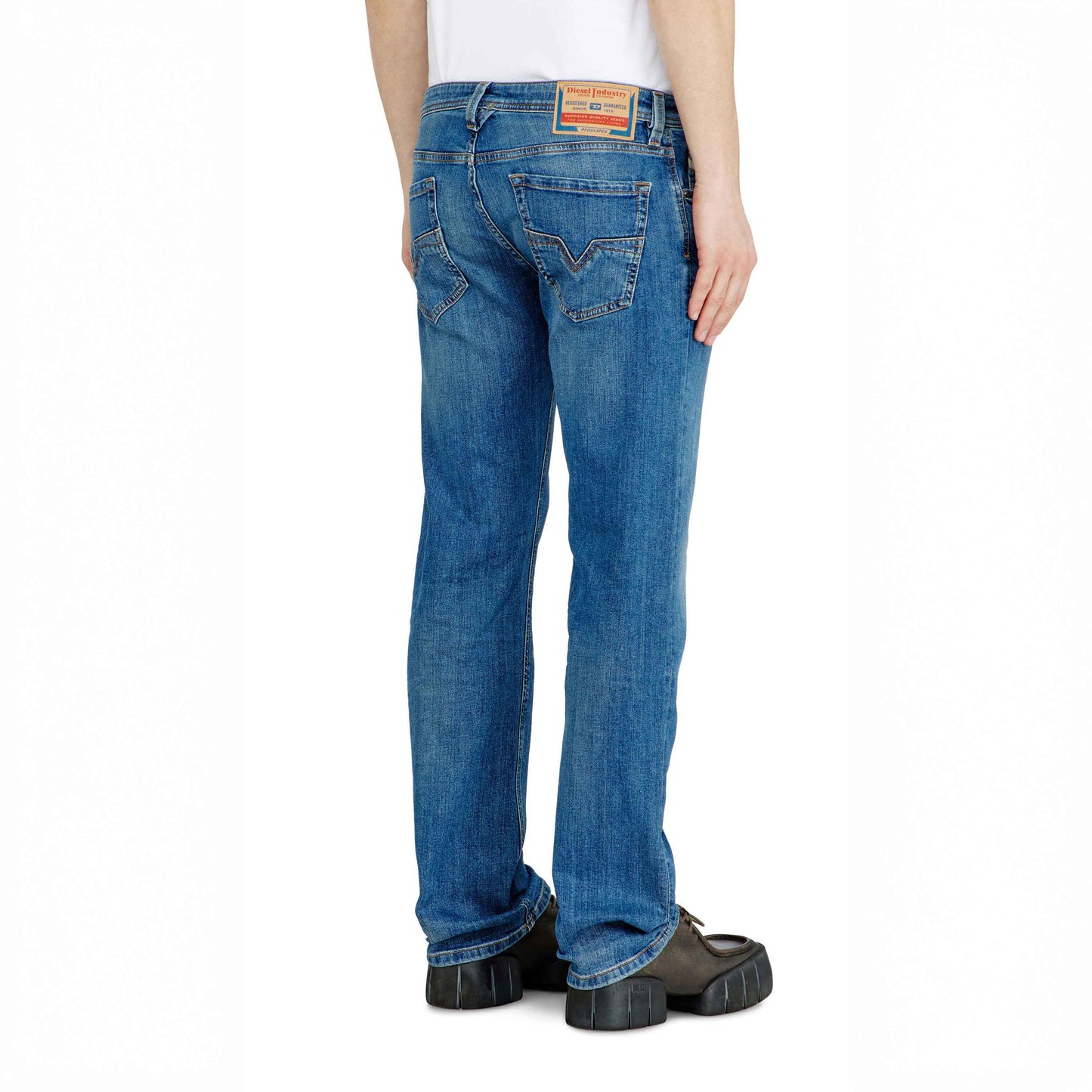 Calças Jeans Homem Diesel Azul Médio Slim Fit com Efeito Lavado