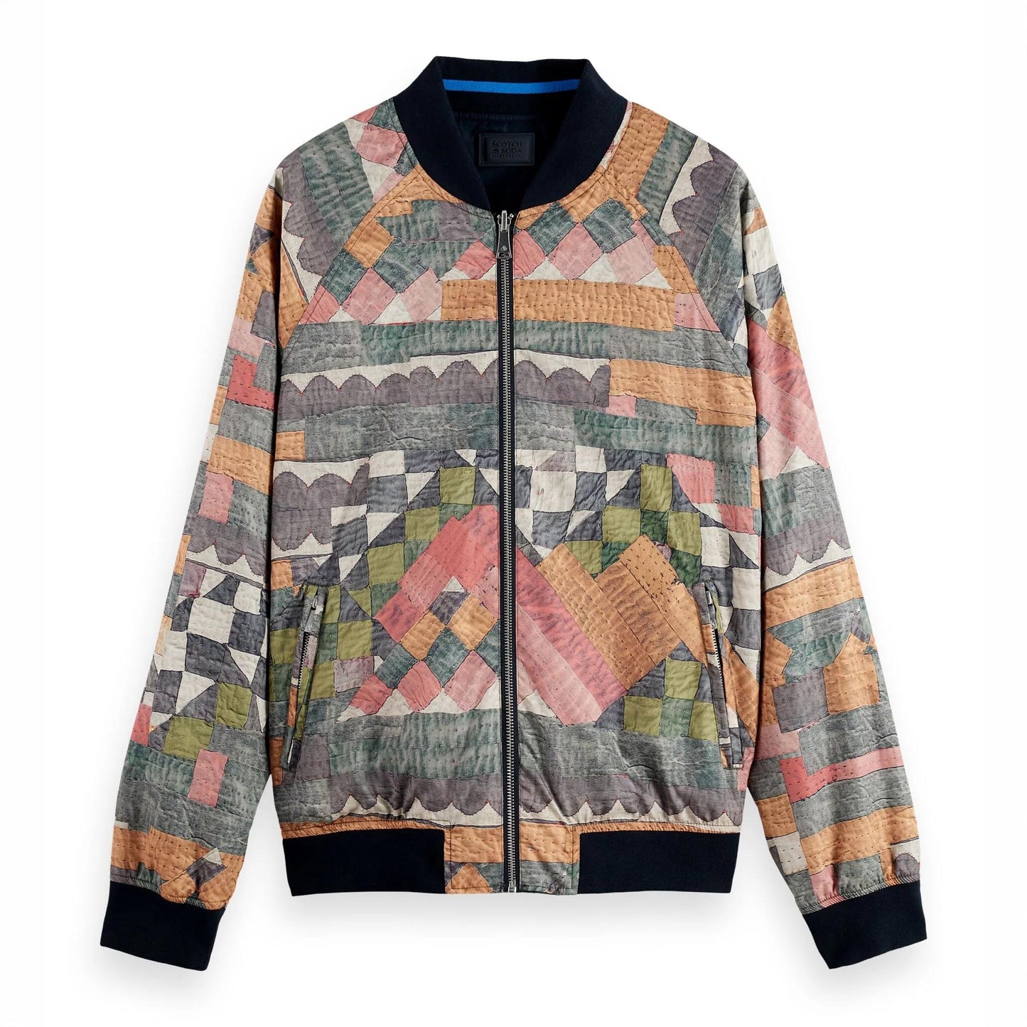 Casaco Reversível Homem Scotch & Soda Azul com Mangas Contrastantes e Fecho Frontal