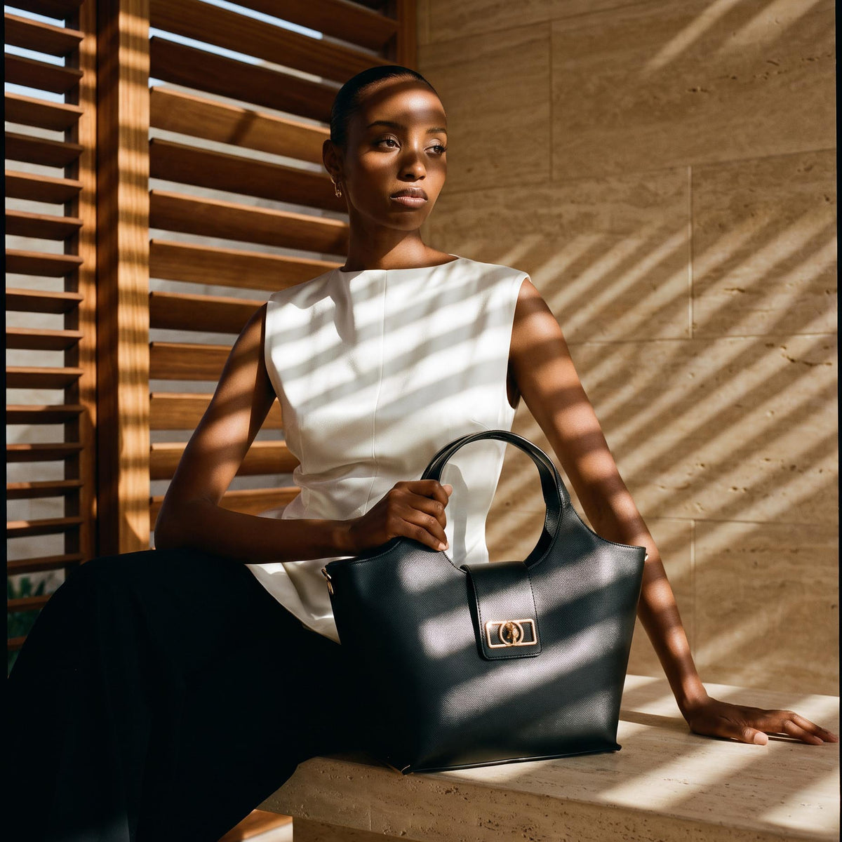 Bolsa de Ombro US Polo em preto com Fecho Dourado