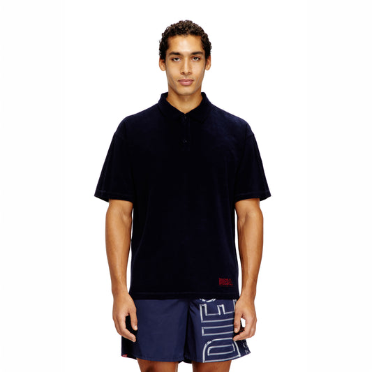 Polo Homem Diesel Azul Escuro Manga Curta em Algodão com Logo