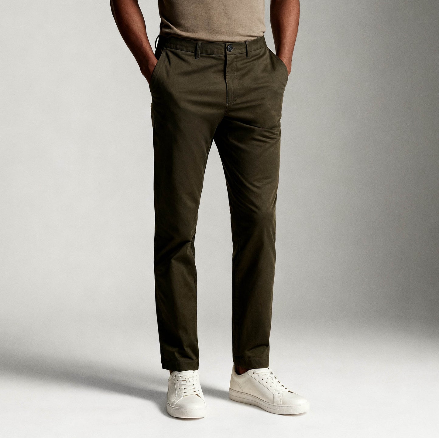 Calças Chino Homem Michael Kors Verde Escuro Slim Fit em Algodão Stretch