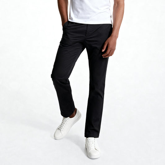 Calças Chino Homem Michael Kors Pretas Slim Fit em Algodão Stretch