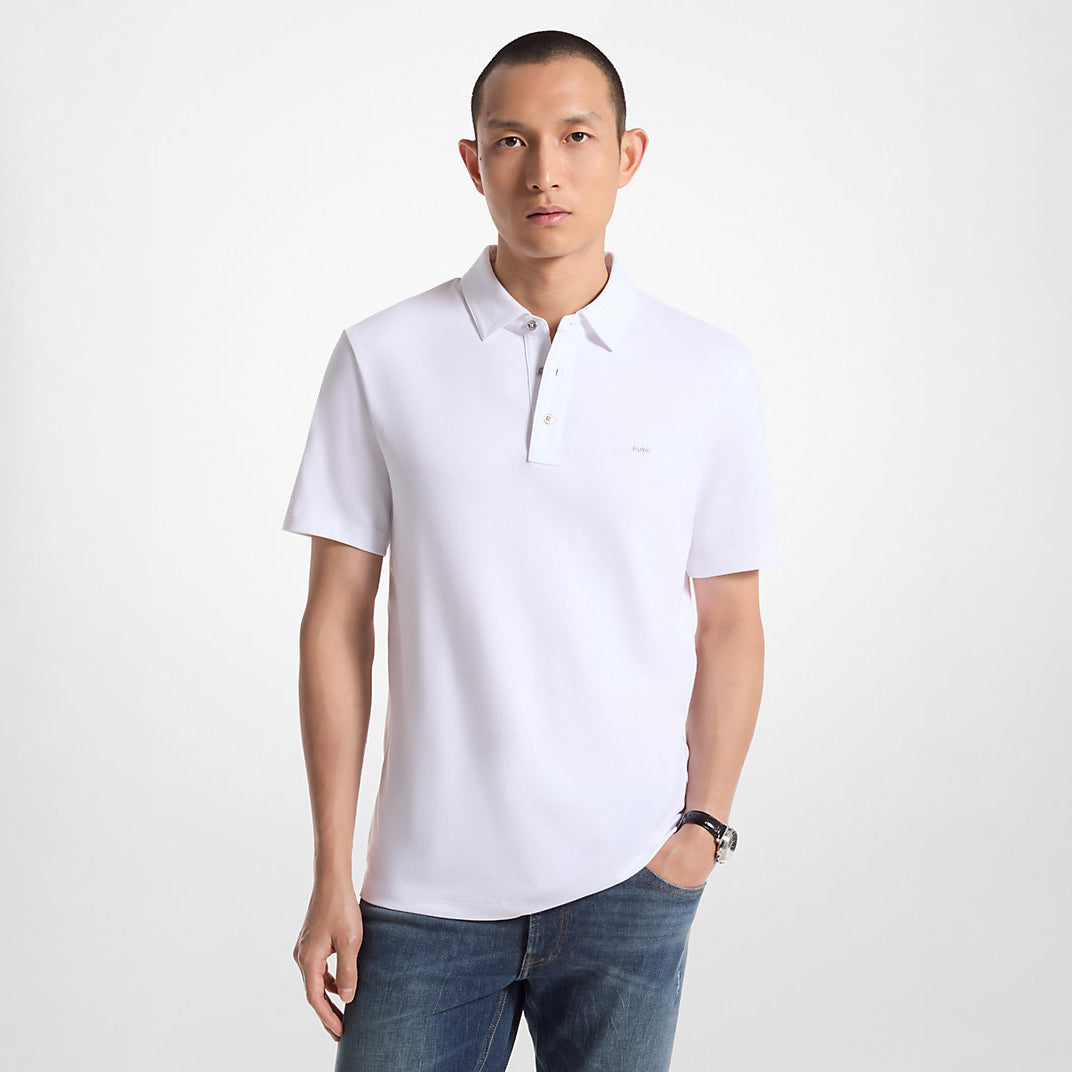Polo Homem Michael Kors Branco Minimalista em Algodão com Botões