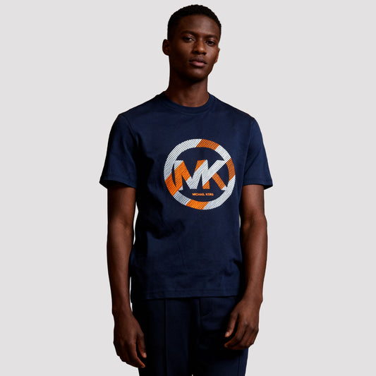 T-shirt Homem Michael Kors Azul Marinho com Logo Circular MK Contrastante