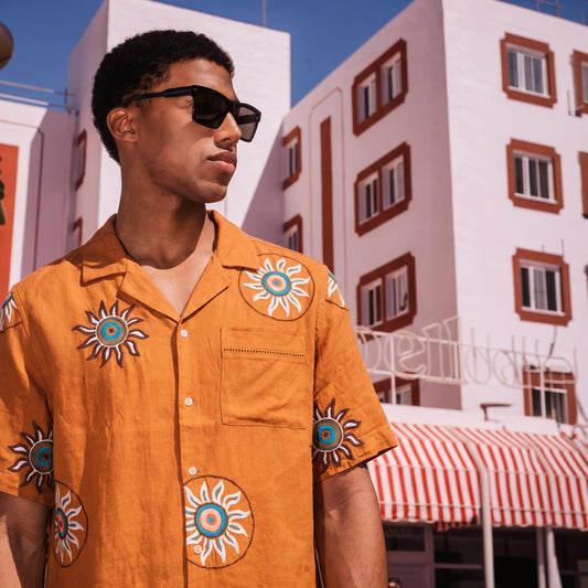 Camisa Homem Scotch & Soda Ocre com Estampado Solar