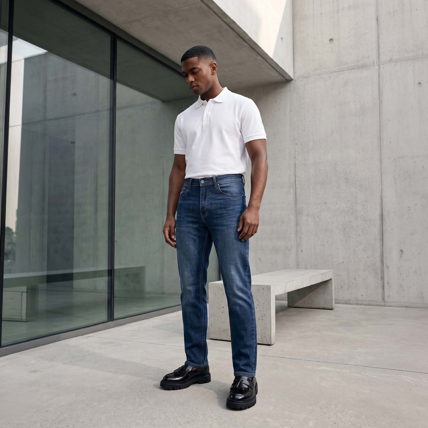 Calças de Ganga Homem U.S. Polo Assn. Azul Escuro com Efeito Desgastado