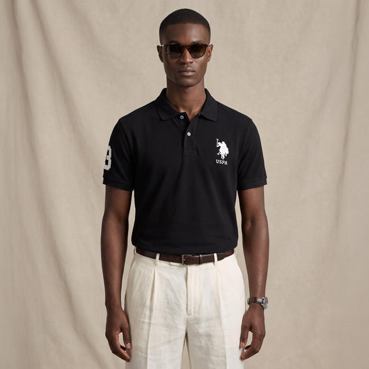 Polo Homem U.S. Polo Assn. Preto com Logótipo e Número 3