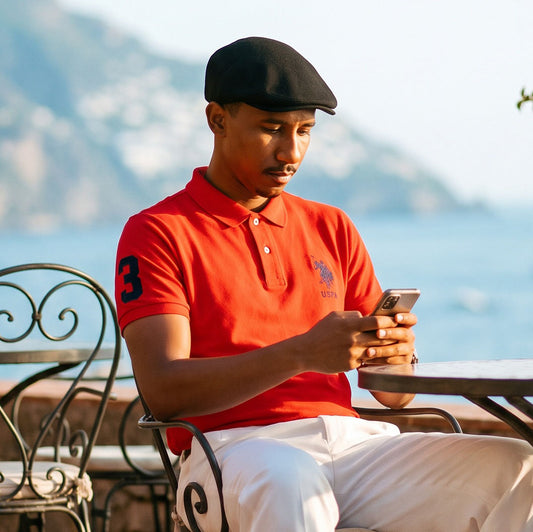 Polo Homem U.S. Polo Assn. Vermelho com Logótipo e Número 3