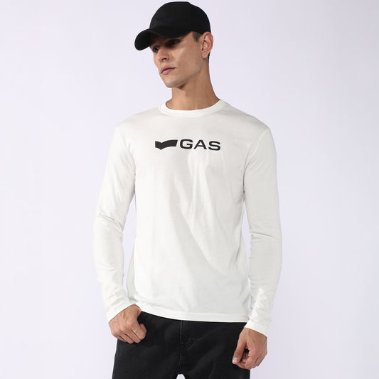 Camisola Homem GAS Branco com Logo Frontal Minimalista em Algodão