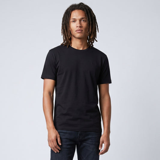 T-shirt Homem GAS Preto Minimalista em Algodão com Gola Redonda