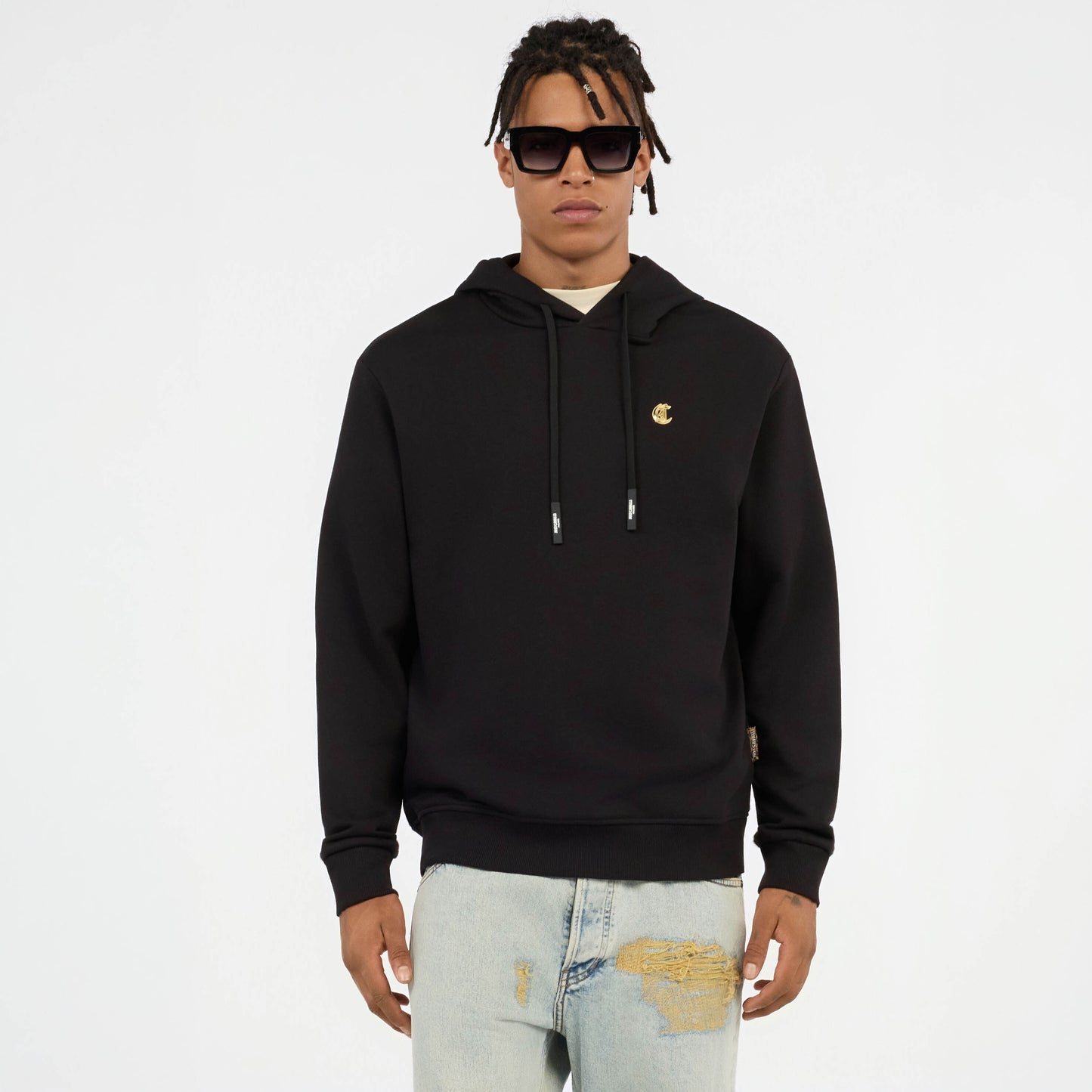Casaco Homem Just Cavalli Preto Hoodie com Capuz e Logo Discreto