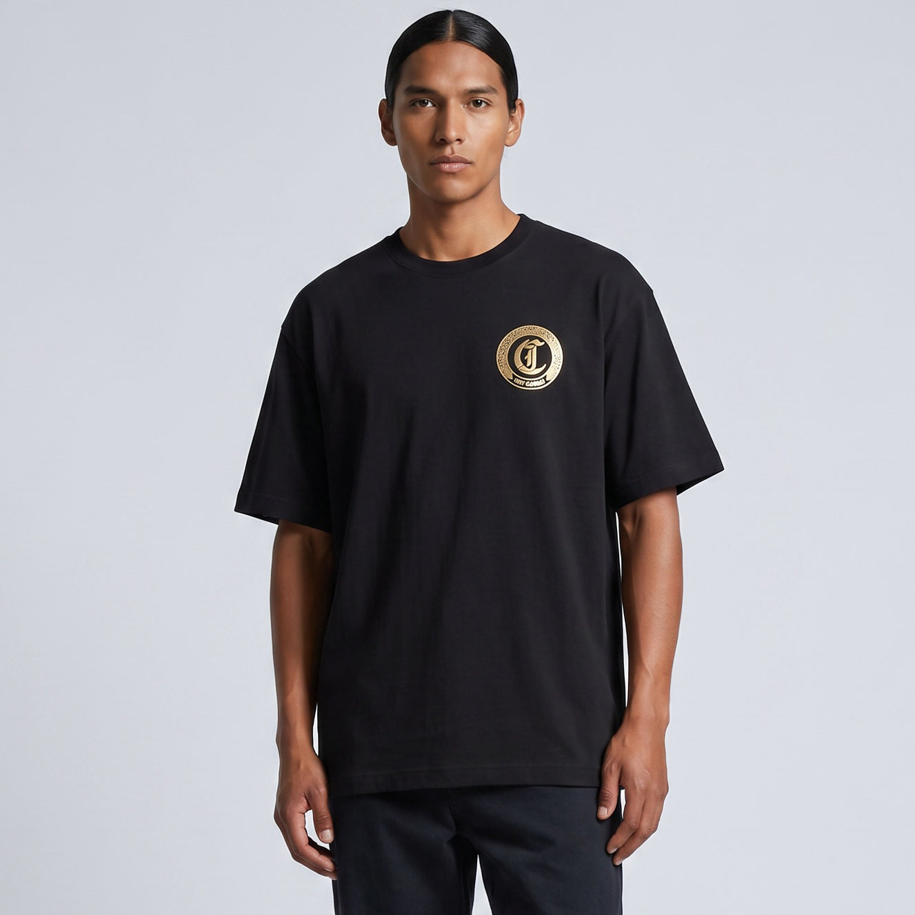 T-Shirt Homem Just Cavalli Preta com Emblema