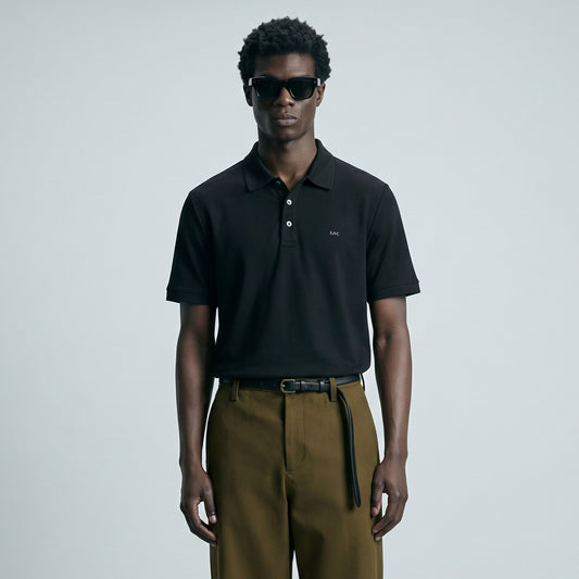 Polo Homem Michael Kors Preto com Logótipo Bordado e Manga Curta
