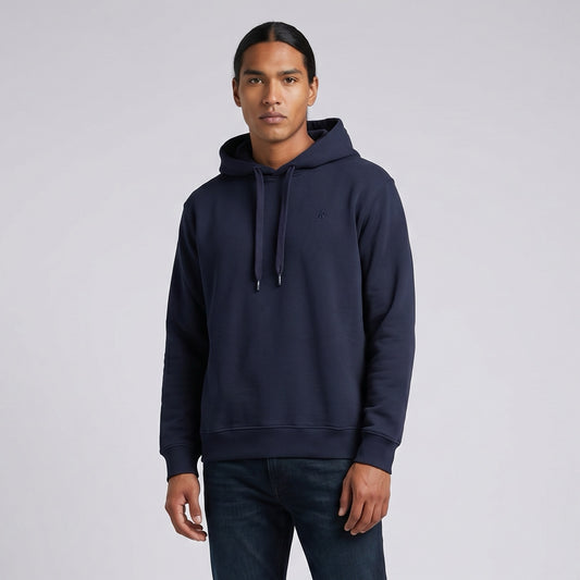 Sweatshirt com Capuz Homem Replay Azul Escuro em Algodão com Bolso Canguru e Ajuste com Cordão