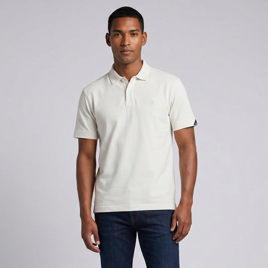 Polo Homem Replay Branco com Gola Clássica em Algodão e Design Minimalista