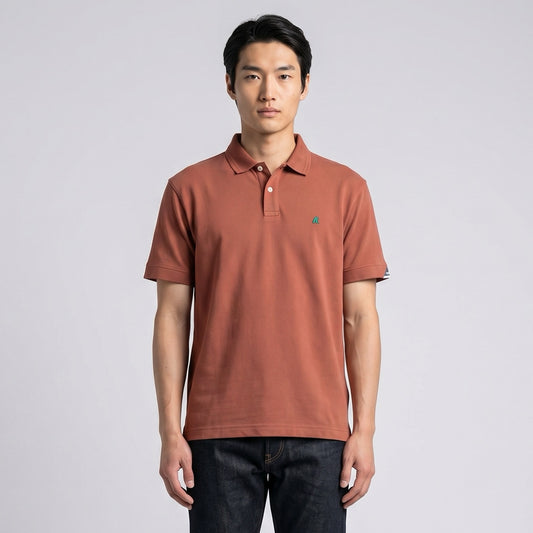 Polo Homem Replay Laranja Terracota com Logo Bordado no Peito