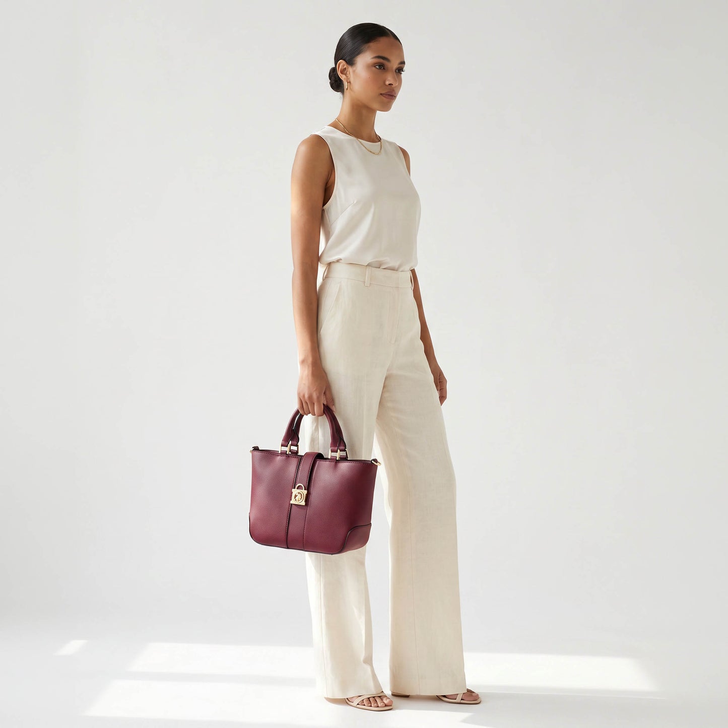 Bolsa Satchel Us Polo Vermelha com Detalhe Dourado
