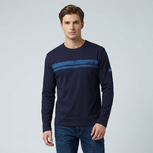 Camisola Homem Yes Zee Azul Escuro com Faixa Frontal com Logo