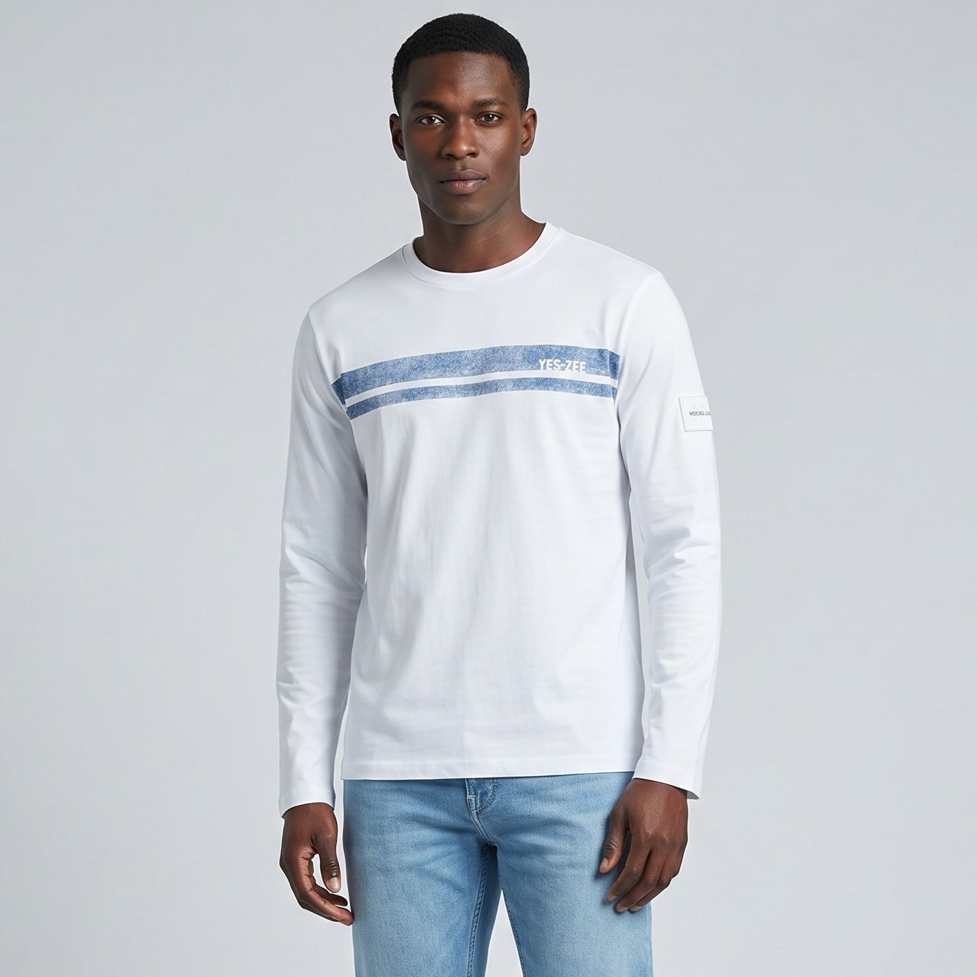 Camisola Homem Yes Zee Branca com Faixa Frontal com Logo