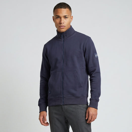 Casaco Homem Yes Zee Azul Escuro com Fecho Zip e Gola Alta