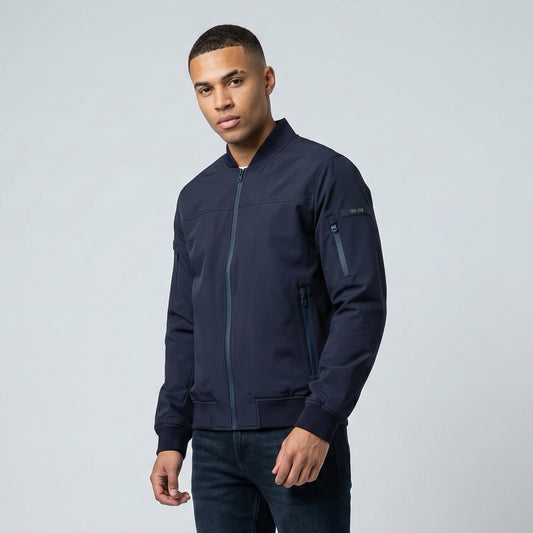 Casaco Homem Yes Zee Azul Escuro Bomber com Fecho Zip e Bolsos Frontais