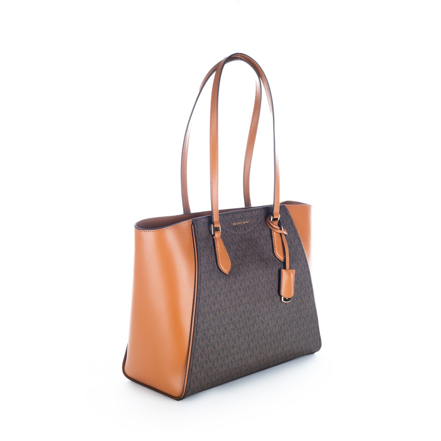 Bolsa Tote Michael Kors Castanha Acorn com Monograma e Alças Estruturadas