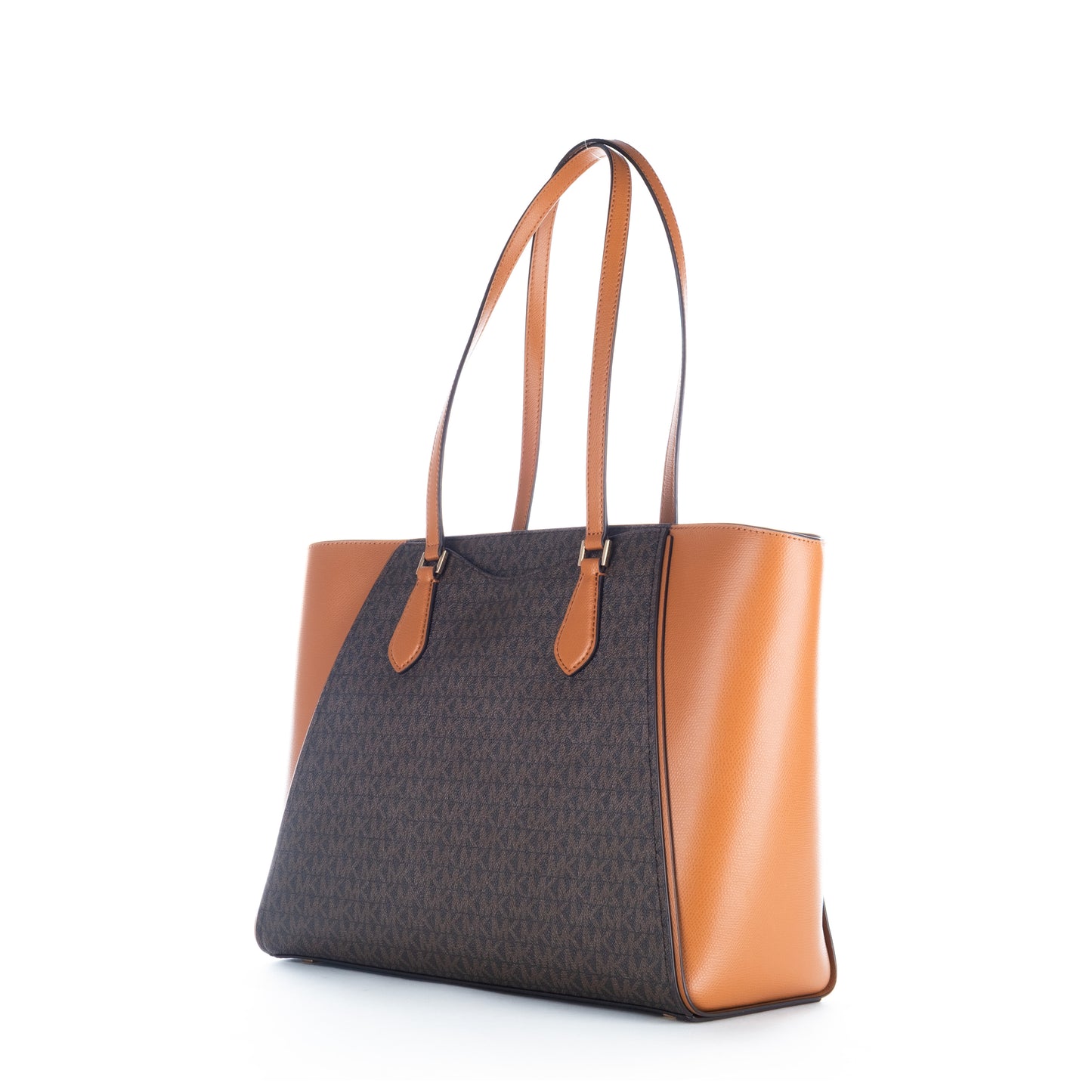 Bolsa Tote Michael Kors Castanha Acorn com Monograma e Alças Estruturadas