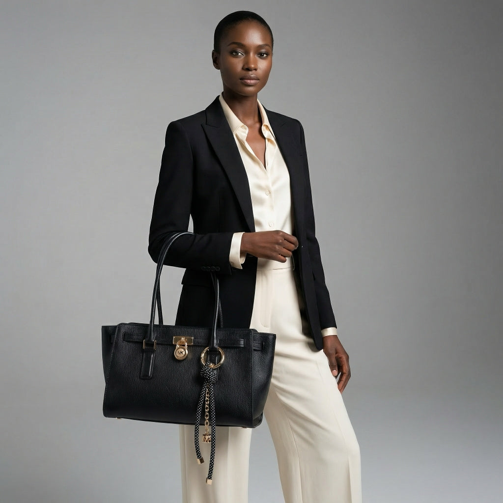 Bolsa Satchel Michael Kors Preta com Detalhes Elegantes