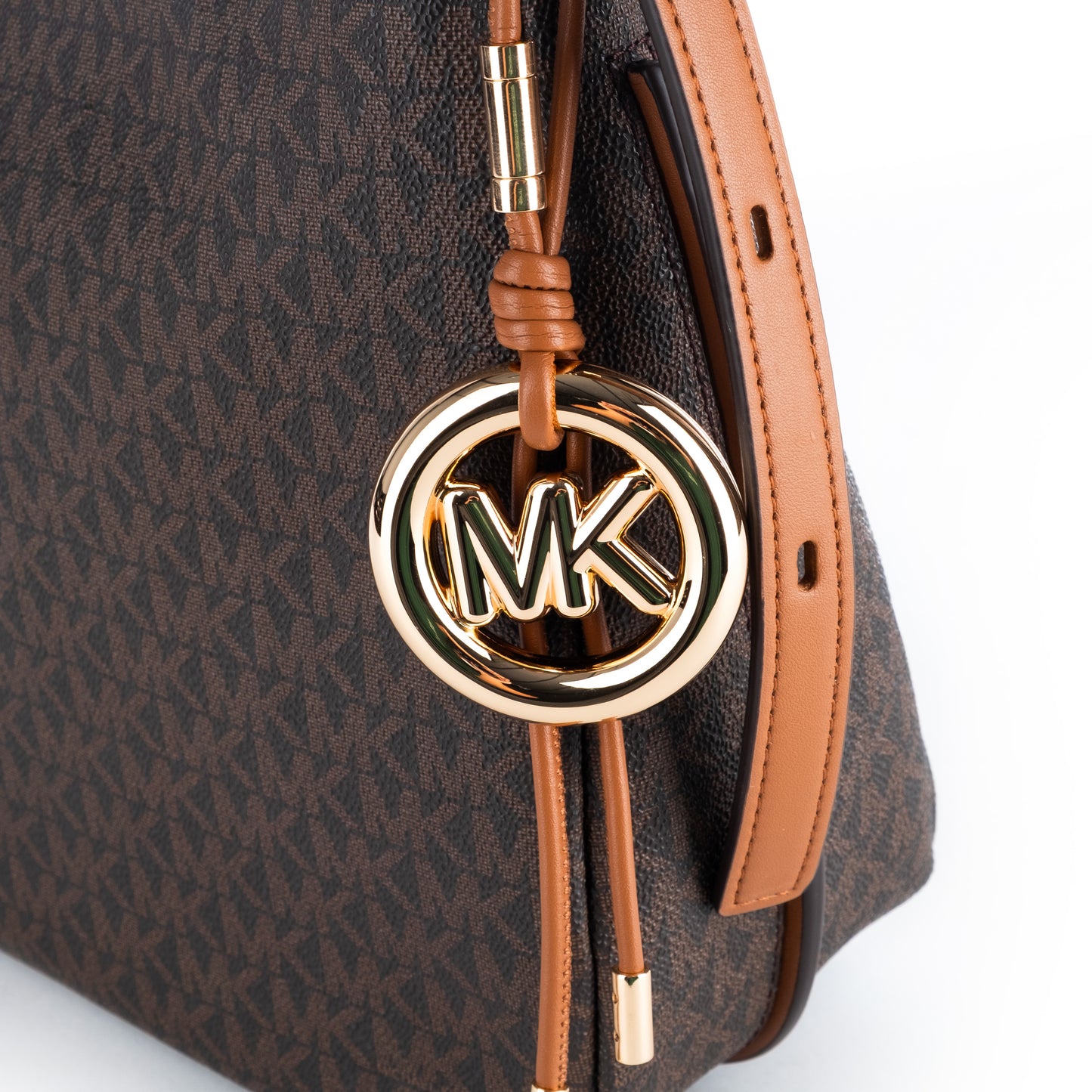 Bolsa de ombro Michael Kors Marrom Acorn com Monograma